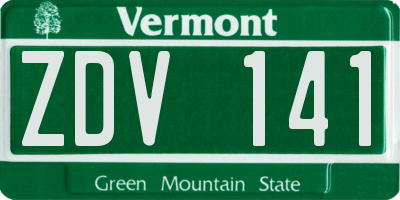 VT license plate ZDV141
