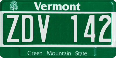 VT license plate ZDV142