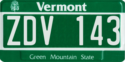 VT license plate ZDV143