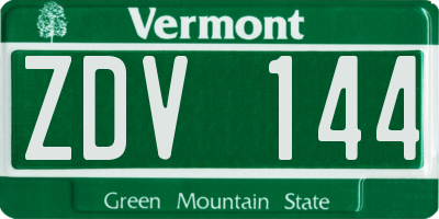 VT license plate ZDV144