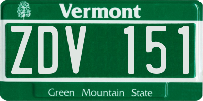 VT license plate ZDV151