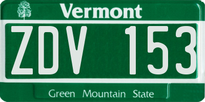 VT license plate ZDV153