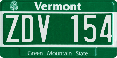 VT license plate ZDV154