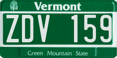 VT license plate ZDV159