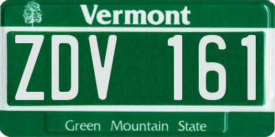 VT license plate ZDV161