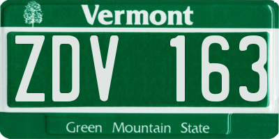 VT license plate ZDV163