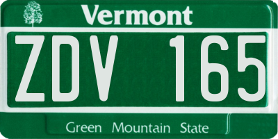 VT license plate ZDV165
