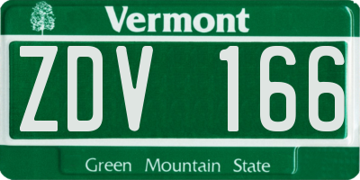 VT license plate ZDV166