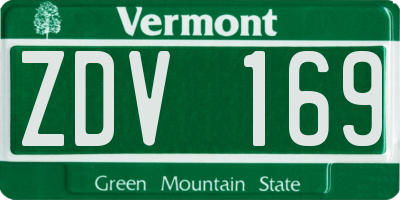 VT license plate ZDV169