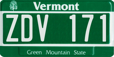 VT license plate ZDV171
