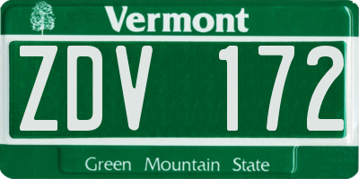 VT license plate ZDV172