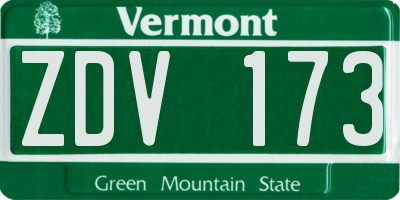 VT license plate ZDV173