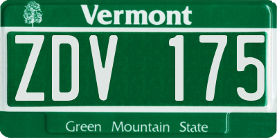 VT license plate ZDV175