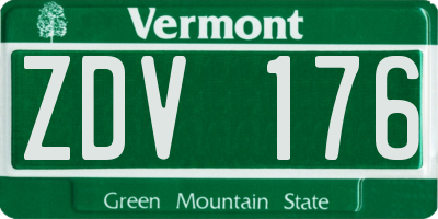 VT license plate ZDV176