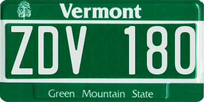 VT license plate ZDV180