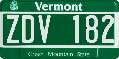 VT license plate ZDV182