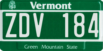 VT license plate ZDV184