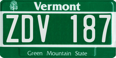 VT license plate ZDV187