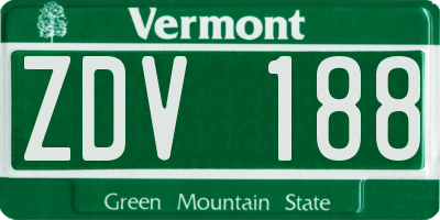 VT license plate ZDV188