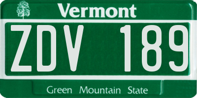 VT license plate ZDV189