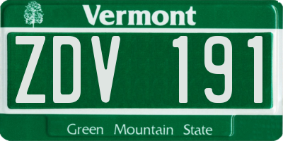 VT license plate ZDV191