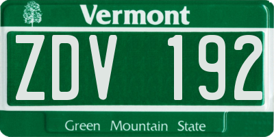 VT license plate ZDV192