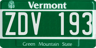 VT license plate ZDV193