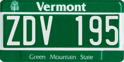 VT license plate ZDV195
