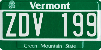 VT license plate ZDV199
