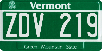 VT license plate ZDV219
