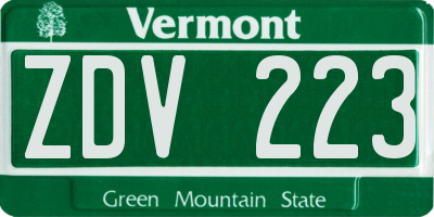 VT license plate ZDV223
