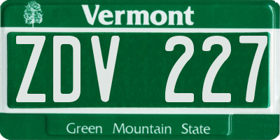 VT license plate ZDV227