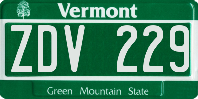 VT license plate ZDV229