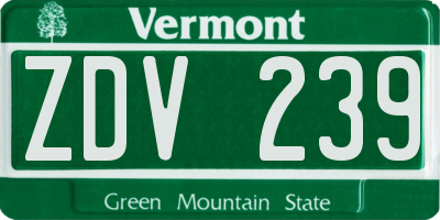VT license plate ZDV239