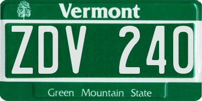 VT license plate ZDV240