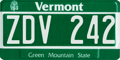 VT license plate ZDV242
