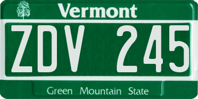 VT license plate ZDV245