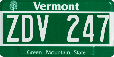 VT license plate ZDV247