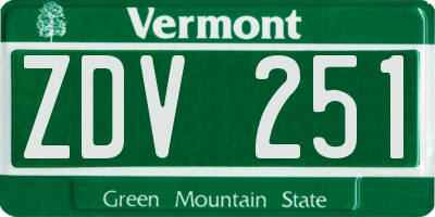 VT license plate ZDV251