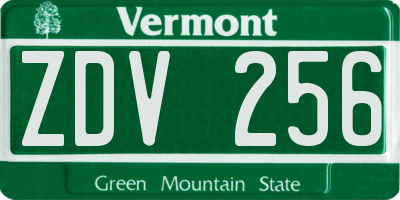 VT license plate ZDV256