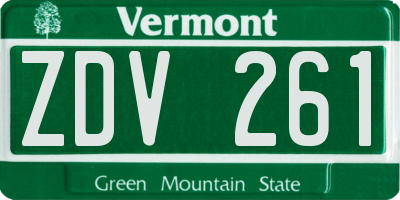 VT license plate ZDV261