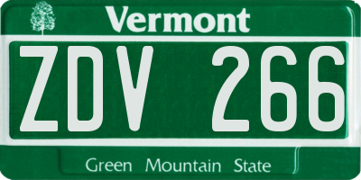 VT license plate ZDV266