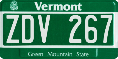 VT license plate ZDV267