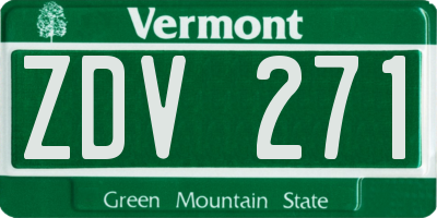 VT license plate ZDV271