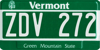 VT license plate ZDV272