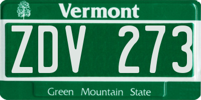 VT license plate ZDV273