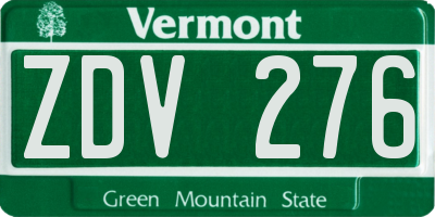 VT license plate ZDV276