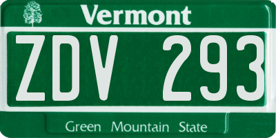 VT license plate ZDV293
