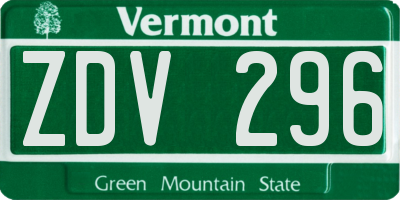 VT license plate ZDV296