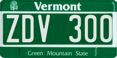 VT license plate ZDV300